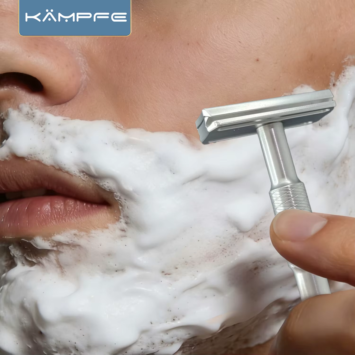 Rasoir vintage Kampfe à double tranchant, antidérapant, en aluminium, pour rasage humide, classique
