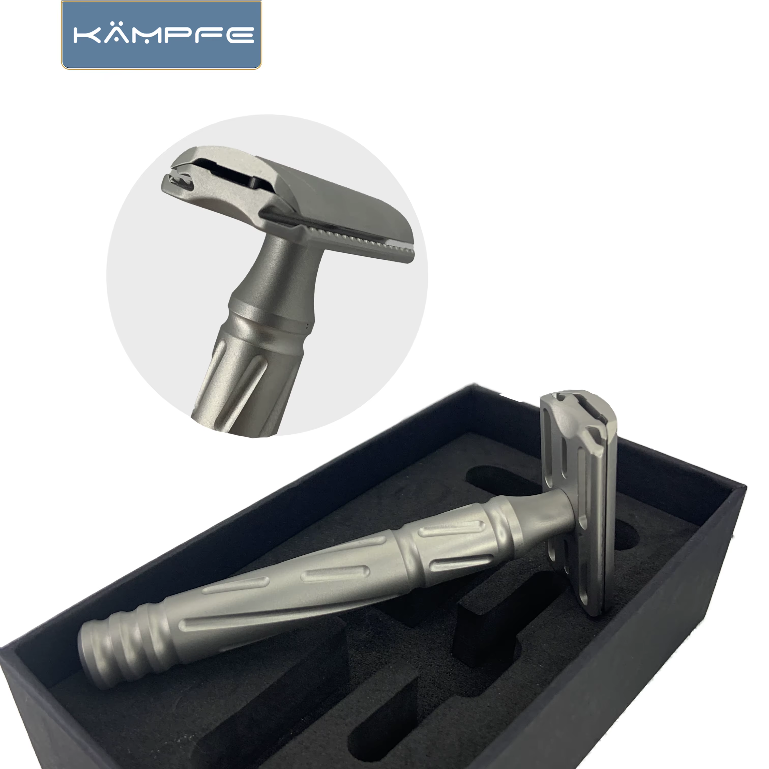 Rasoir de sécurité traditionnel pour homme KAMPFE CNC, double tranchant, en acier inoxydable, pour u
