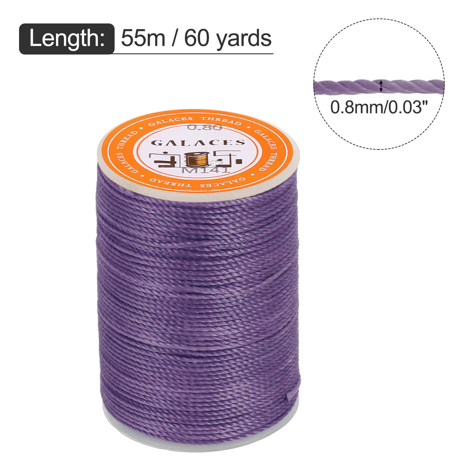 Fil ciré 0,8 mm 60 yards, fil ciré pour perles, fil ciré pour la fabrication de bijoux en cuir