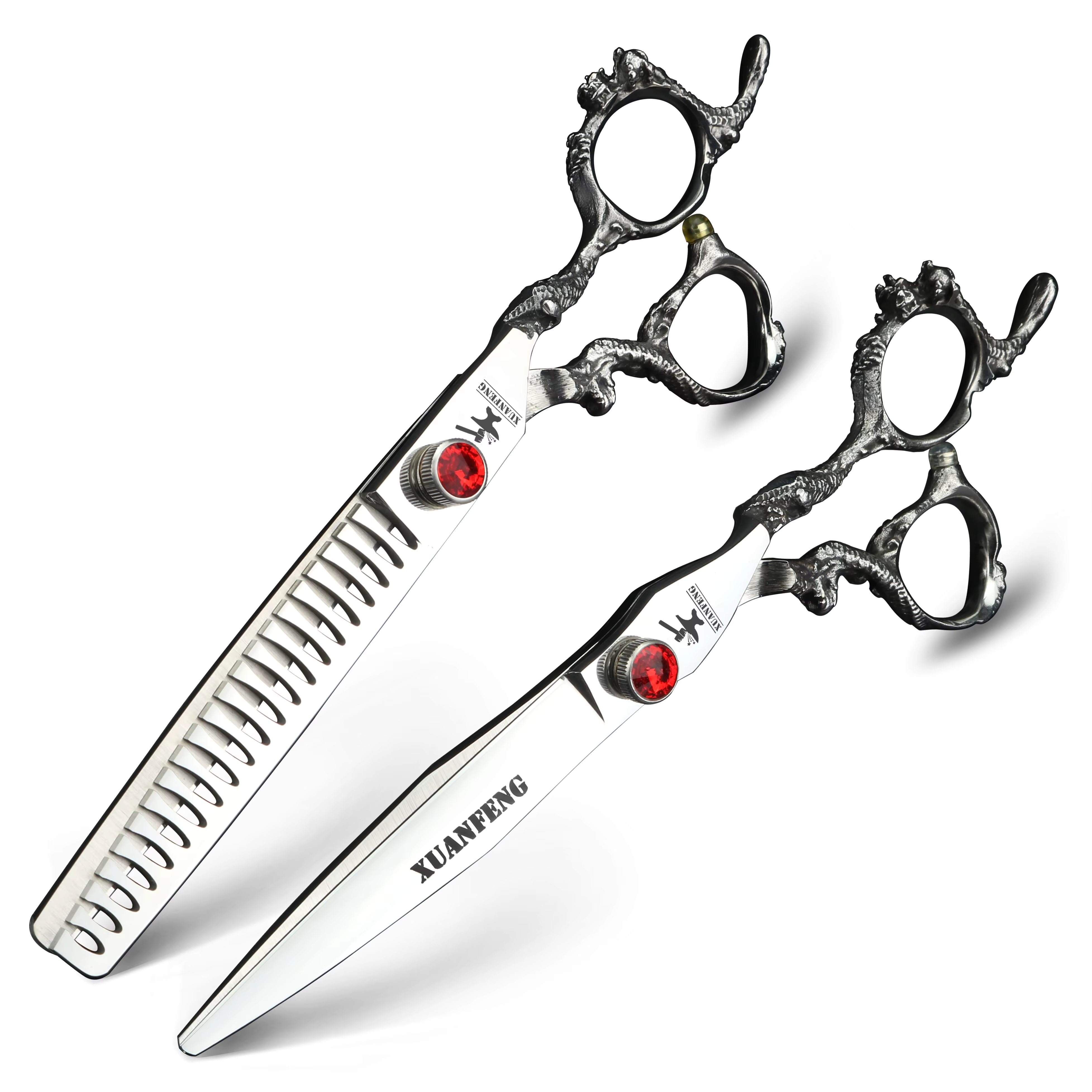 Ciseaux de barbier japonais en acier 440C, poignée Dragon 6 "7", ciseaux professionnels pour couper