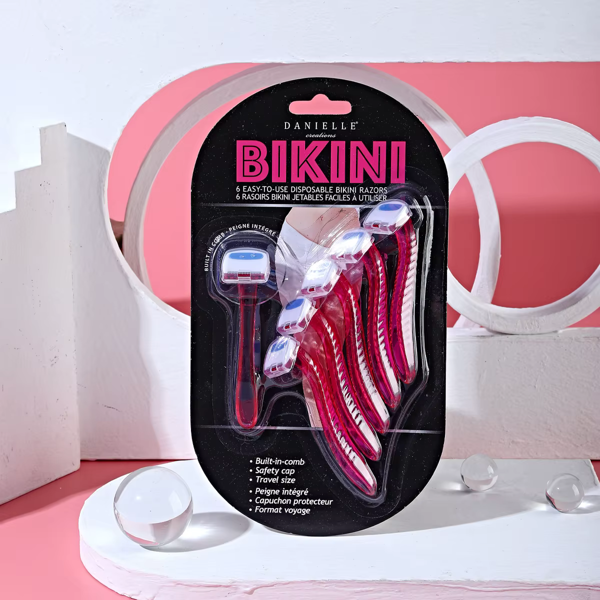 Rasoir manuel pour femmes, 6 pièces, poignée en plastique avec peigne, pour les jambes et les cheveu