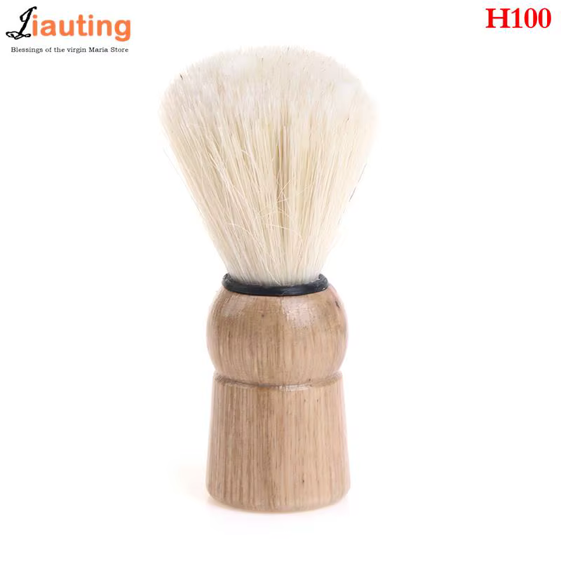 Brosse de rasage avec manche en bois pour hommes, cheveux de blaireau naturels, outil de rasage d'ap