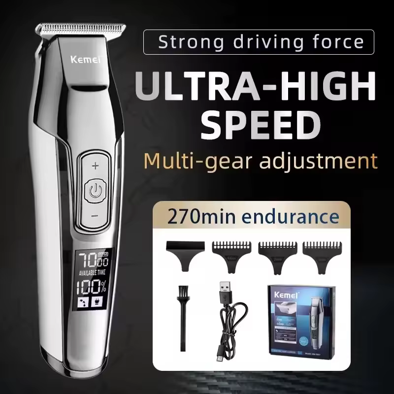Kemei KM-5027 tondeuse à cheveux électrique originale tondeuse à cheveux Rechargeable affichage LCD