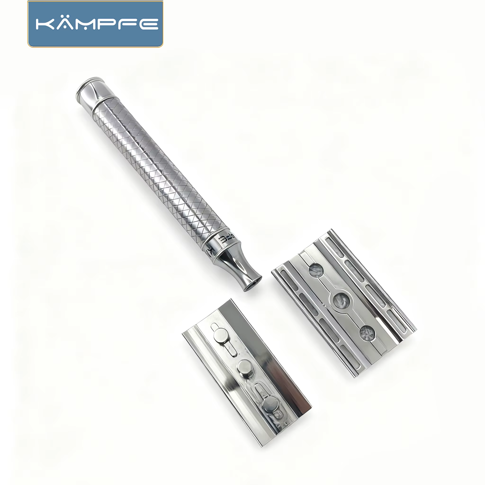Rasoir de sécurité KAMPFE en acier inoxydable CNC, rasage lisse, outil manuel à double tranchant pou