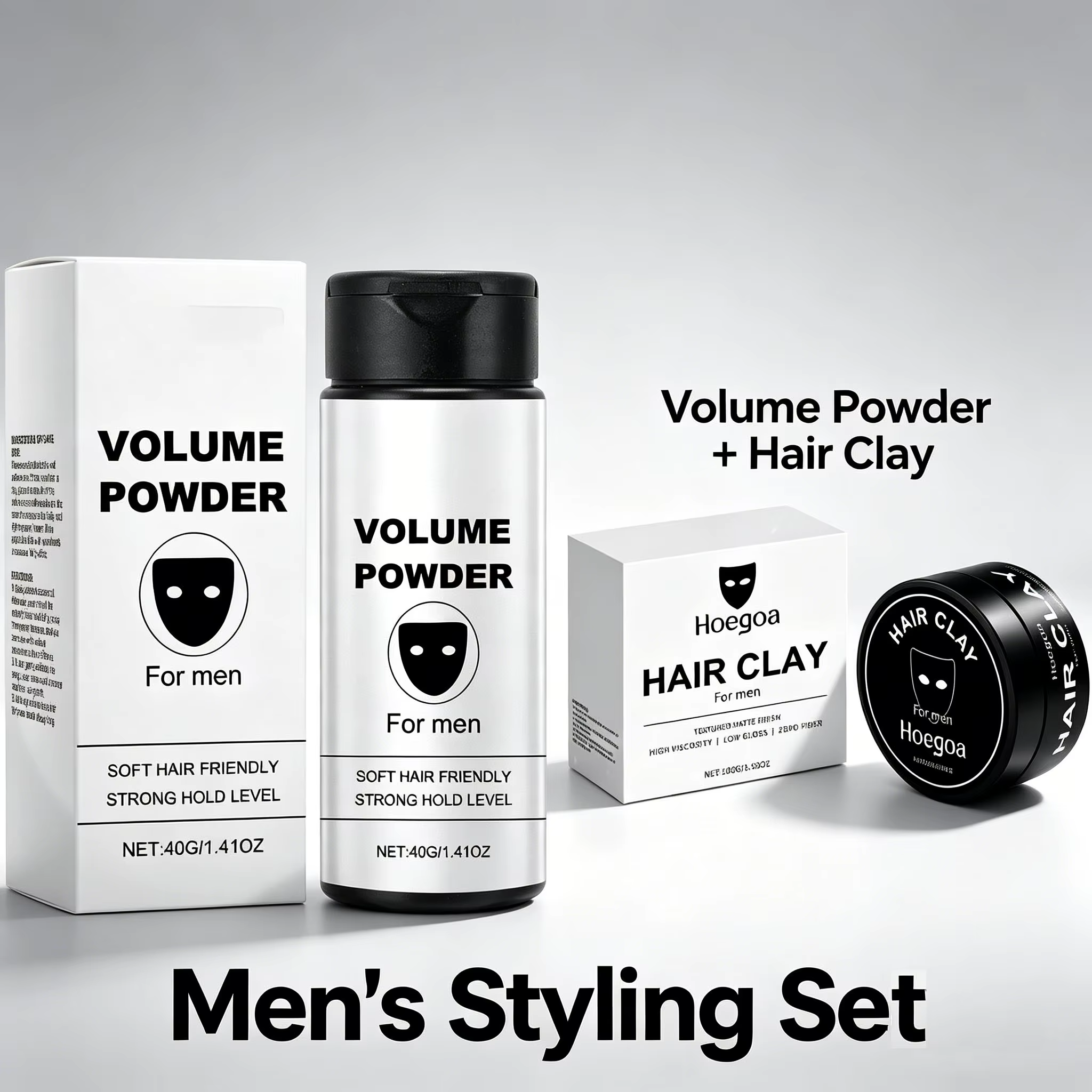 Cire coiffante pour hommes, poudre capillaire fixante longue durée, effet mat naturel, volume accru,