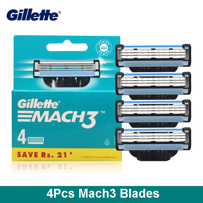 Original Gillette Mach 3 lames de rasoir Manul rasoir droit pour hommes visage soins des cheveux ras
