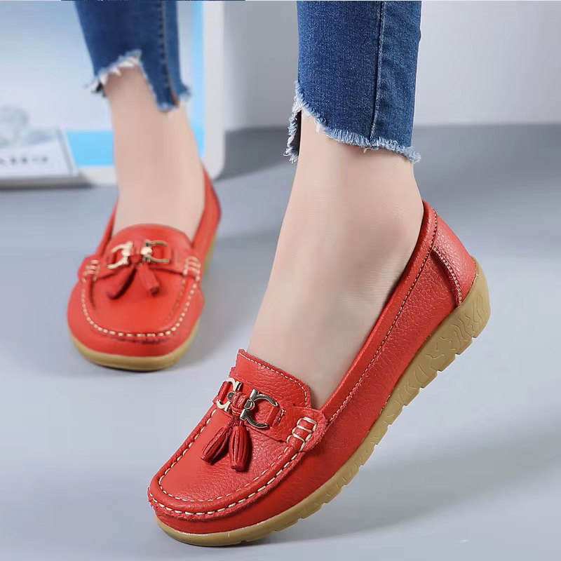 Chaussures de Ballet plates en cuir découpé pour femmes, mocassins respirants, chaussures de bateau,
