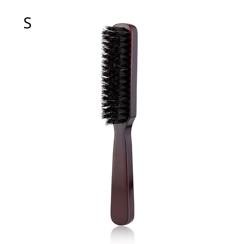 Brosse à barbe pour hommes, manche en bois, poils de sanglier, brosse de nettoyage de moustache, coi