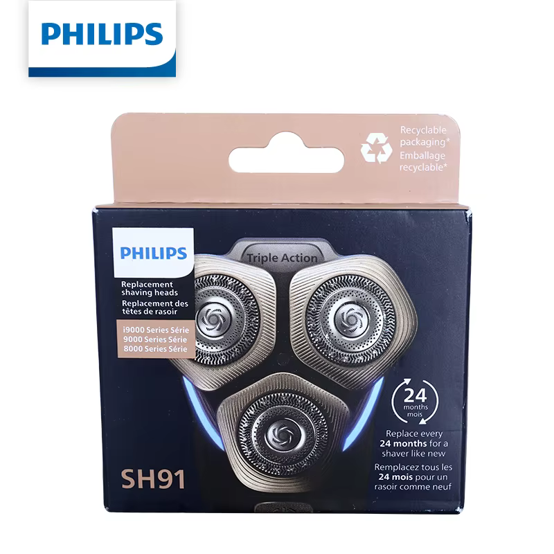 Tête de rasage de rechange Philips SH91, 3 lames + 3 couteaux pour rasoirs électriques Series 9000 &