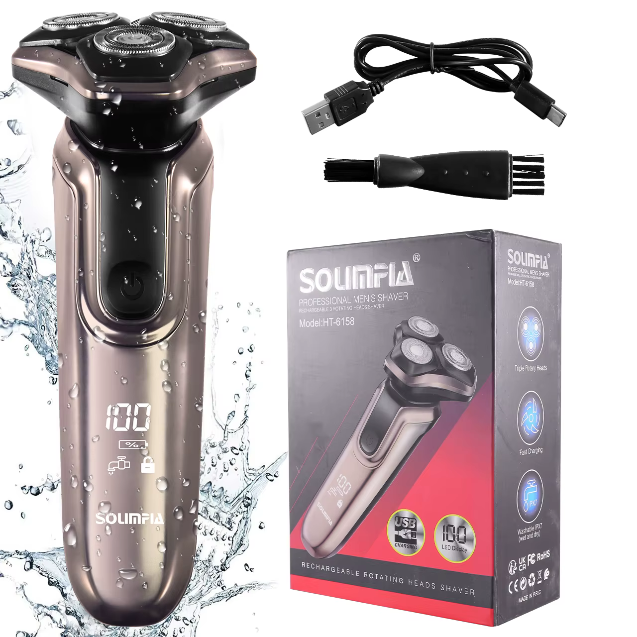 Rasoir électrique pour hommes, nouveau rasoir professionnel Portable à 3 lames à usage domestique av