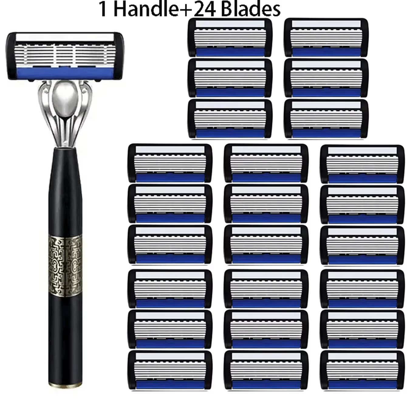 Rasoir manuel pour hommes en acier inoxydable à 6 couches - Rasoir à barbe en métal lavable avec pro