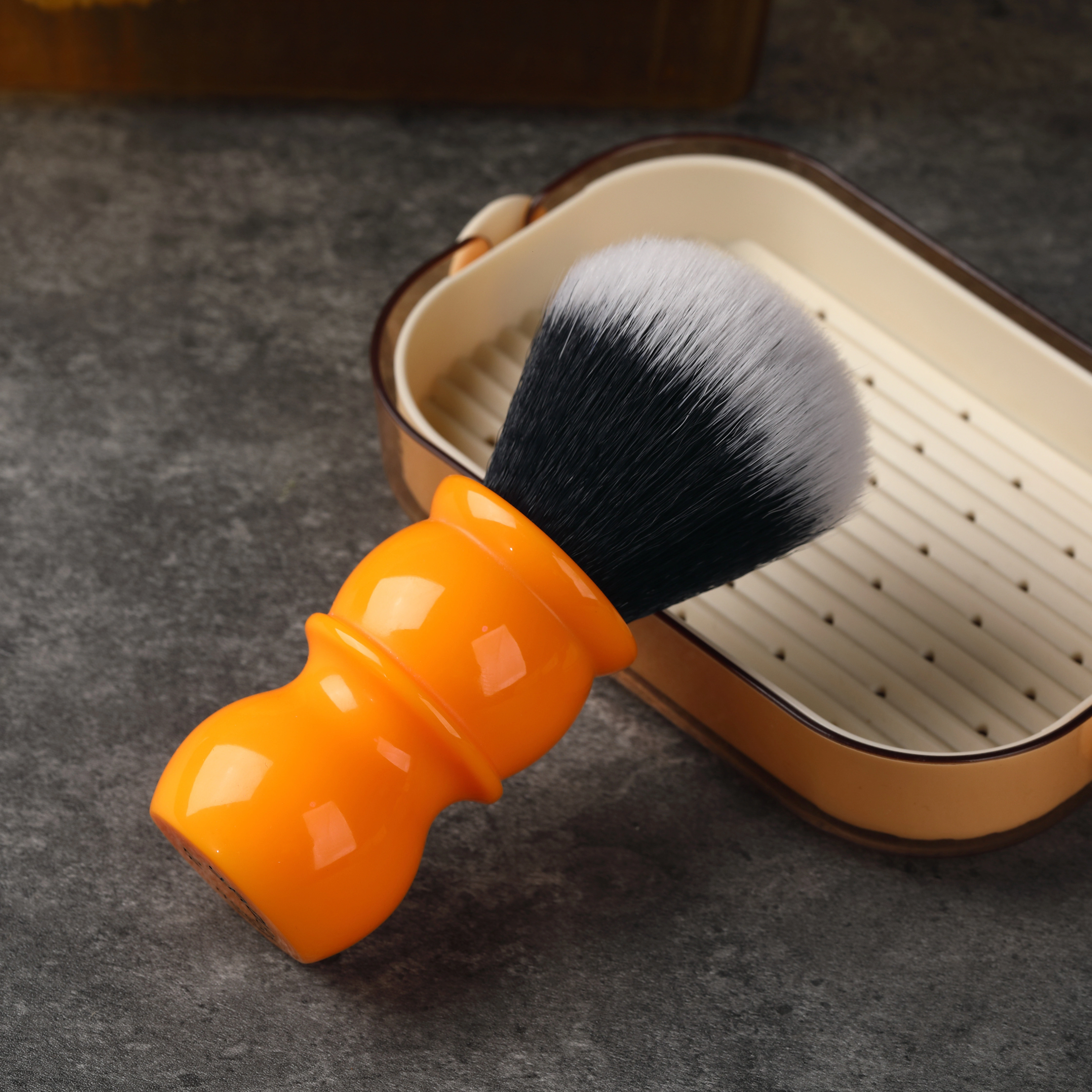 Yaqi – brosses de rasage à poignée Orange, 24mm, cheveux synthétiques doux, bon nœud de smoking