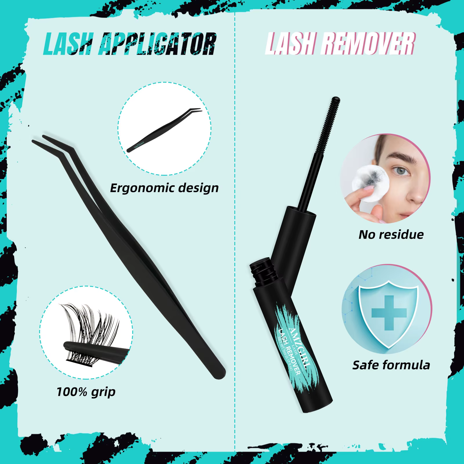 Amzgirl-Kit d'Extensions de Cils avec Pince à Épiler et Dissolvant, DIY, 144 Pièces