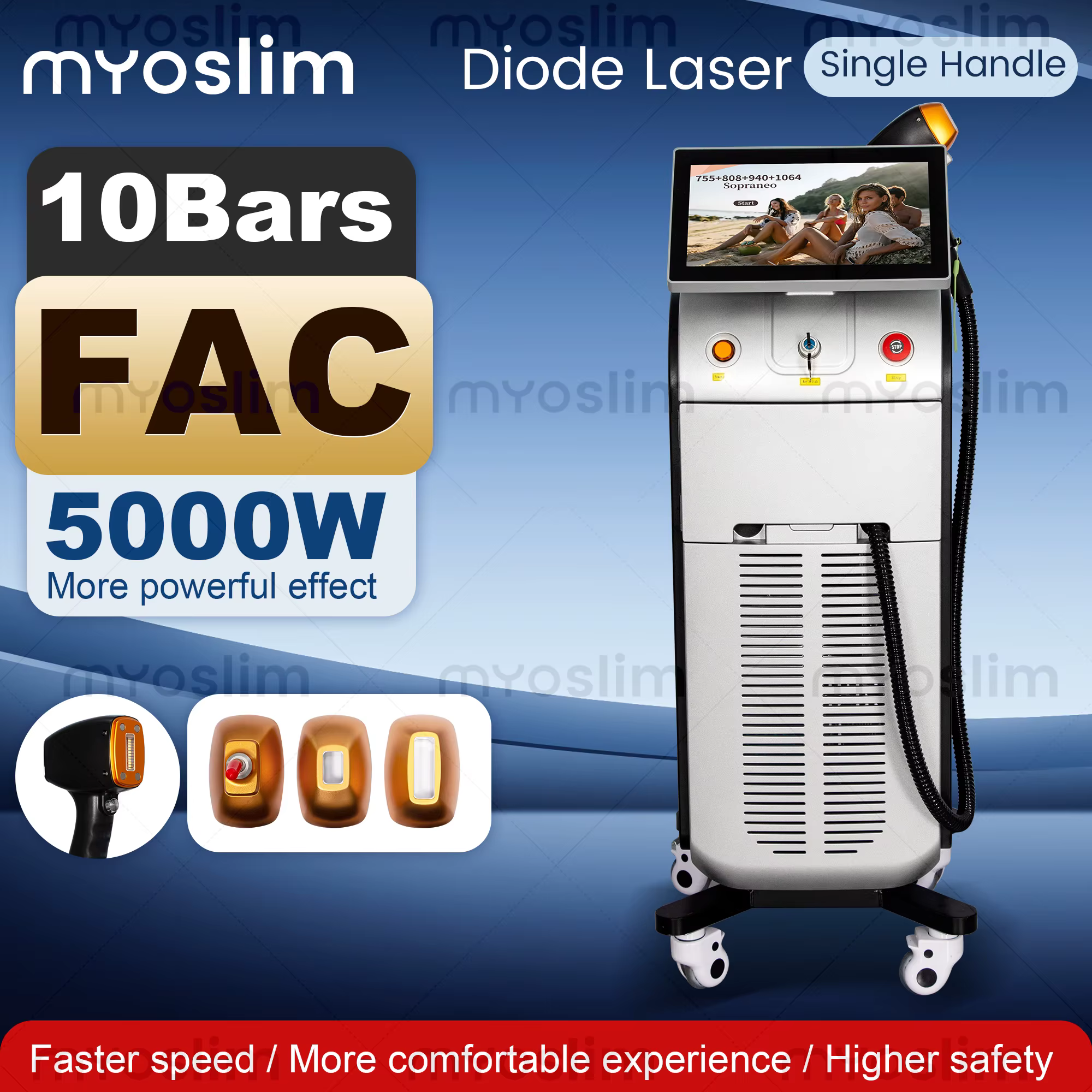 Appareil d'épilation laser diode 2 en 1 5000W 4 longueurs d'onde certifié FAC CE Épilation laser dio