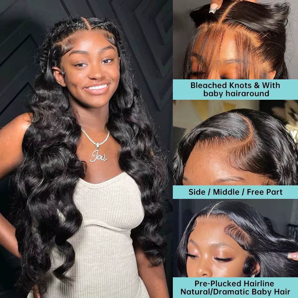 Perruque Lace Front Wig Body Wave Brésilienne Naturelle, Cheveux Humains, 13x6, 13x4, 4x4, Pre-Pluck