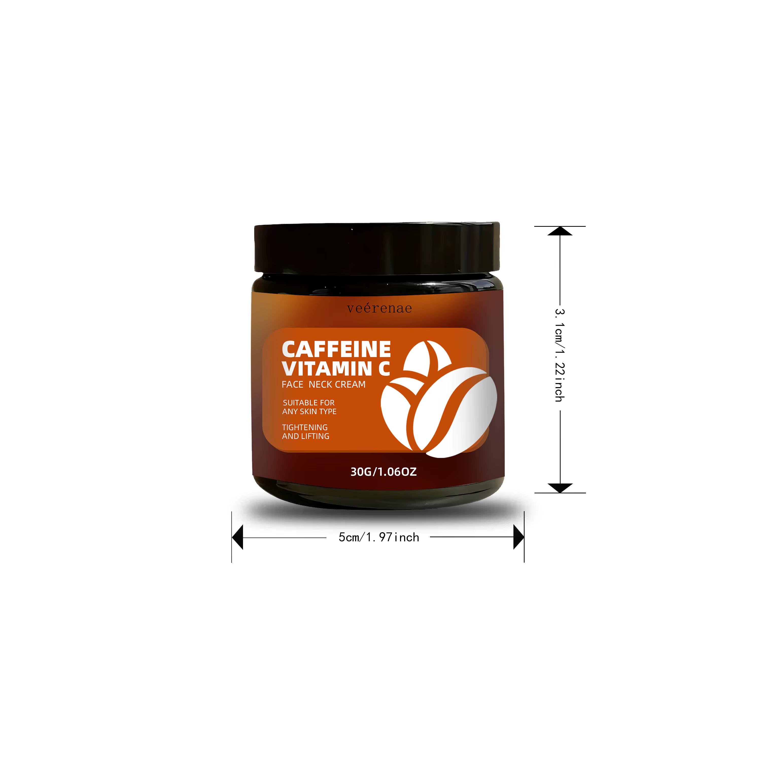 CAFFEINE VITAMIN C FACE NECK CREME - Formule hypoallergénique sans alcool, lifting raffermissant pou