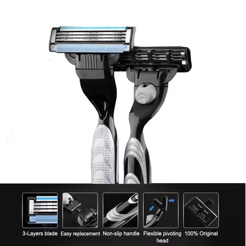 Rasoir Gillette MACH 3 pour homme, 3 lames, rasage rapide et lisse, rasoir manuel pour homme, rasoir