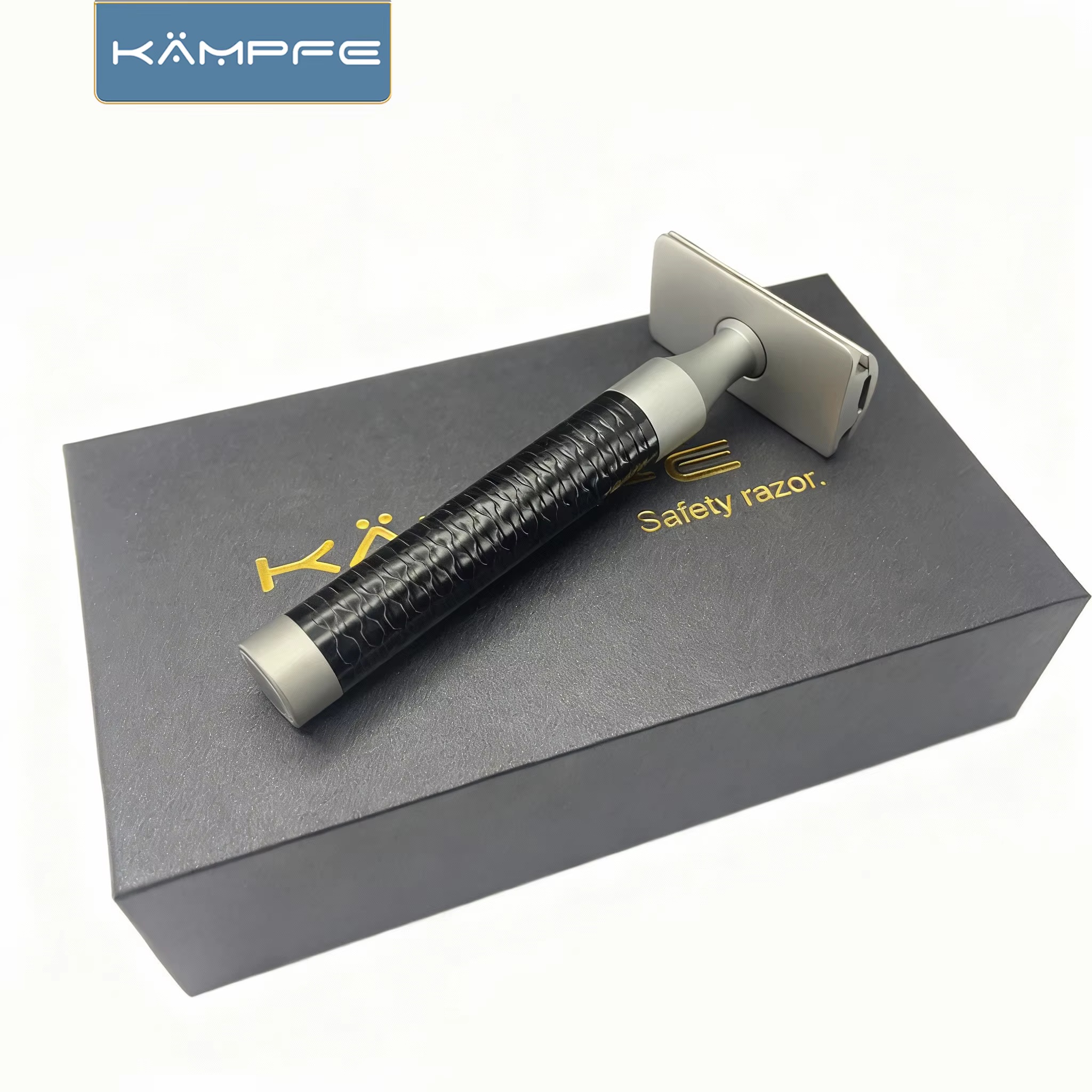 Rasoir de sécurité manuel en acier inoxydable KAMPFE, rasoir à double tranchant de style ancien avec