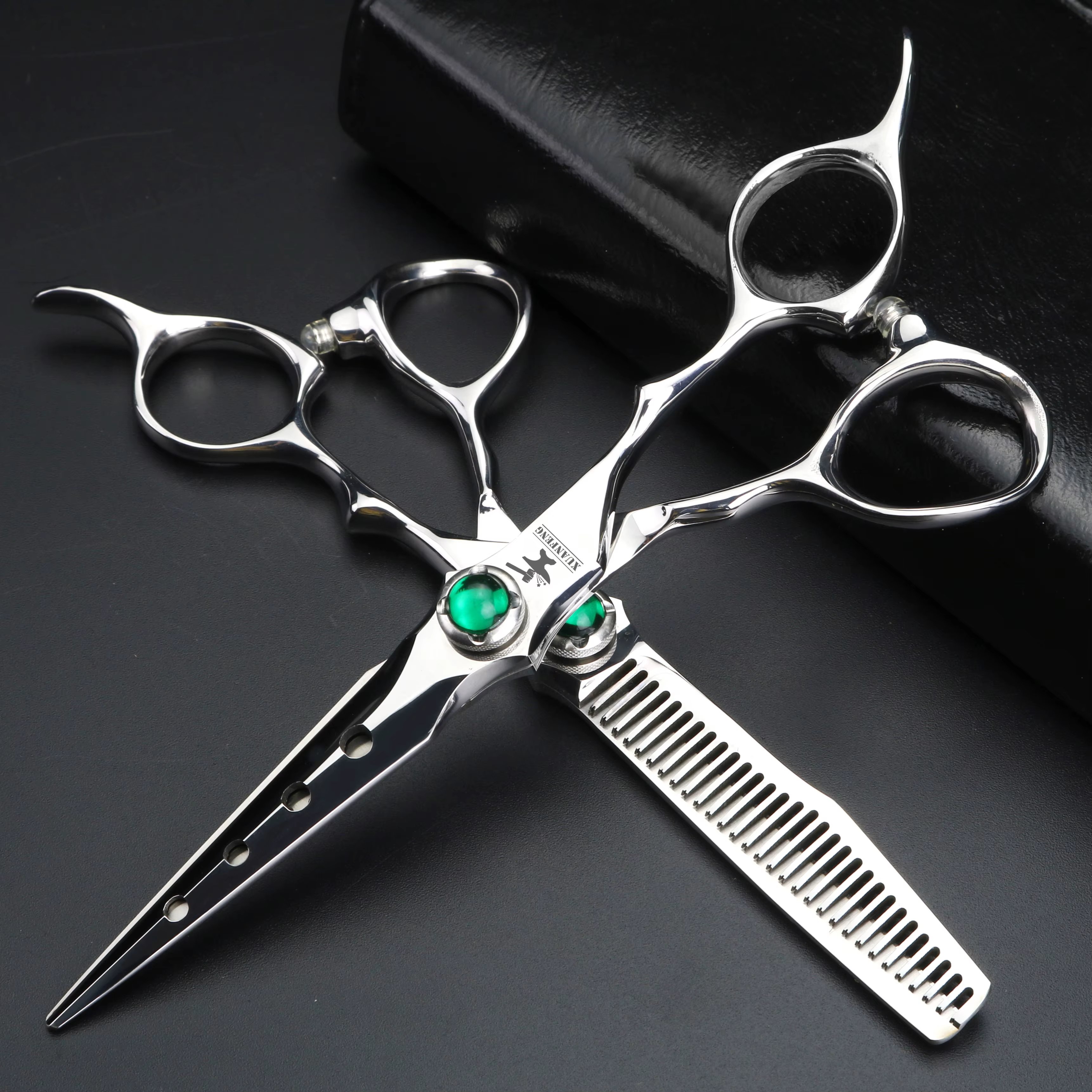 Ciseaux à cheveux professionnels en acier VG10 de 6 pouces, ensemble de ciseaux de coupe et d'aminci