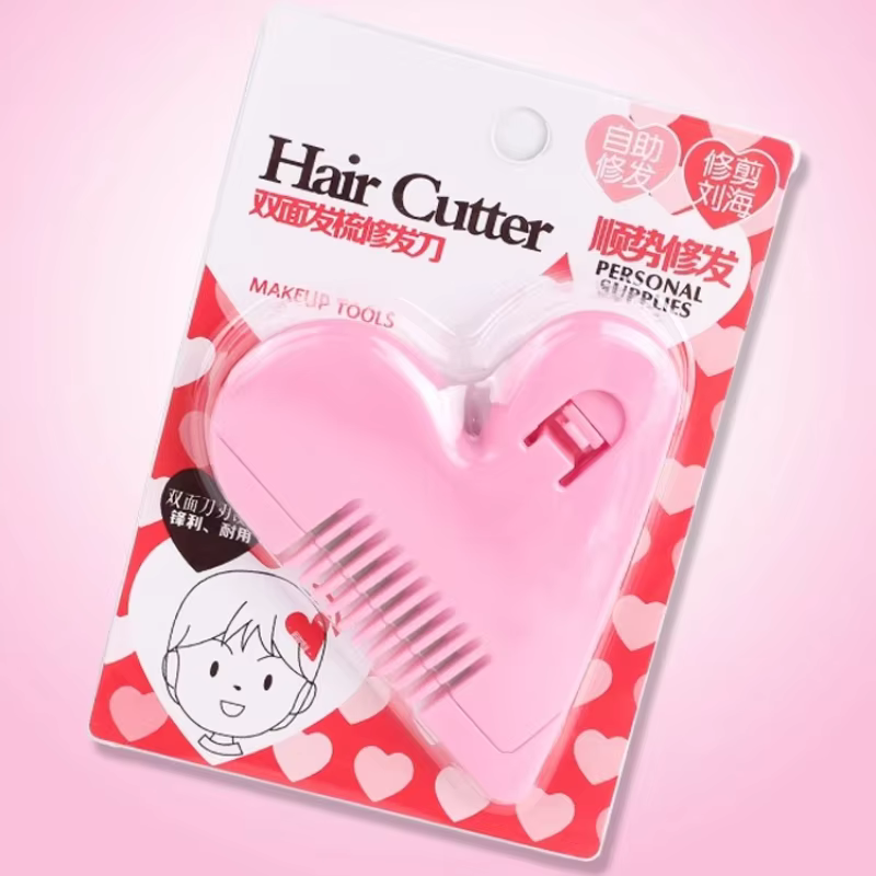 Peigne de coupe de cheveux en forme de cœur mignon, coupe-frange DIY pour femmes et enfants, ciseaux