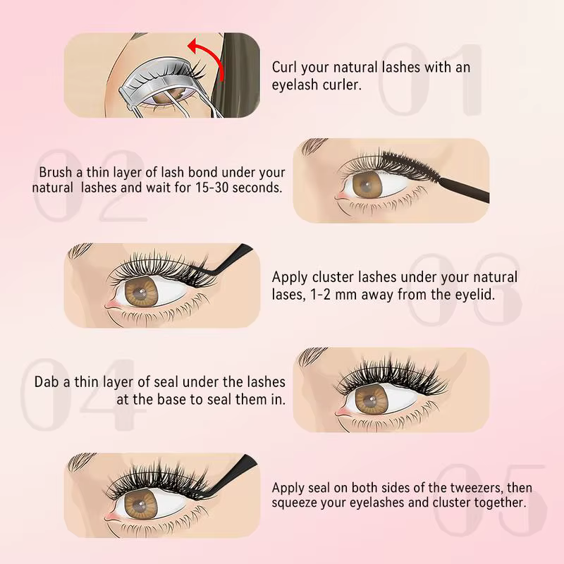 UCoolMe cils marron flore D Curl naturel vaporeux et léger segmenté cils grappe pour le maquillage à