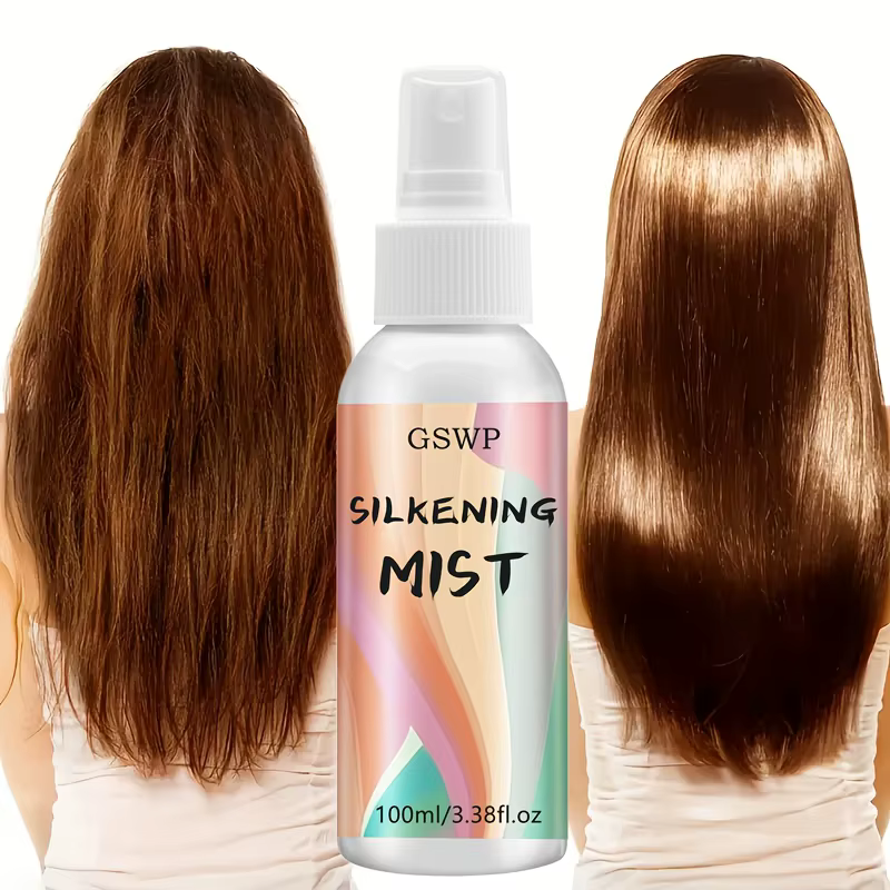 GSWP Silky Hair Spray est un soin sans rinçage avec protection thermique, un parfum agréable et lais