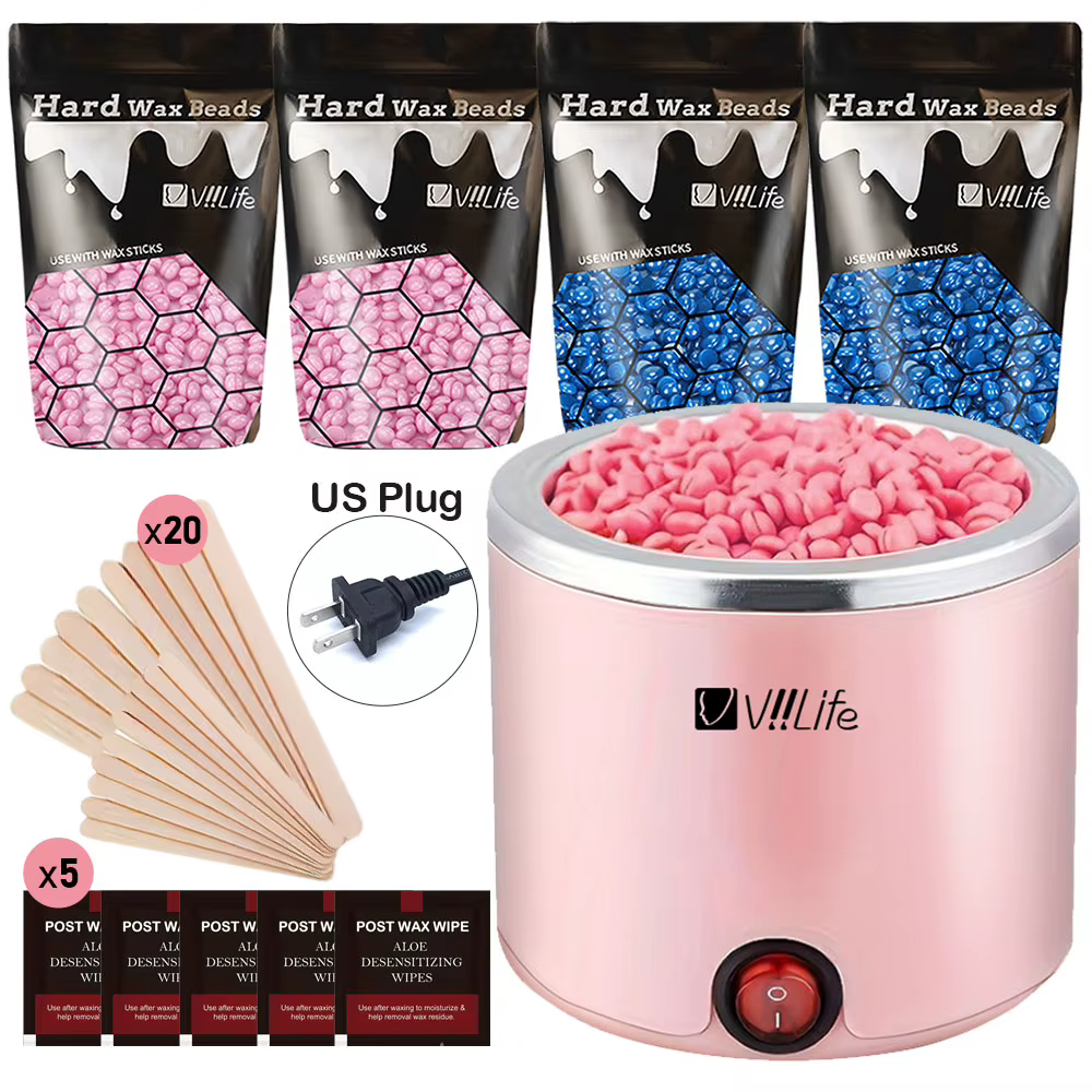 Chauffe-épilation avec pot à paraffine et kit de bâtons en bois, avertir, tremper, épilateur, machin