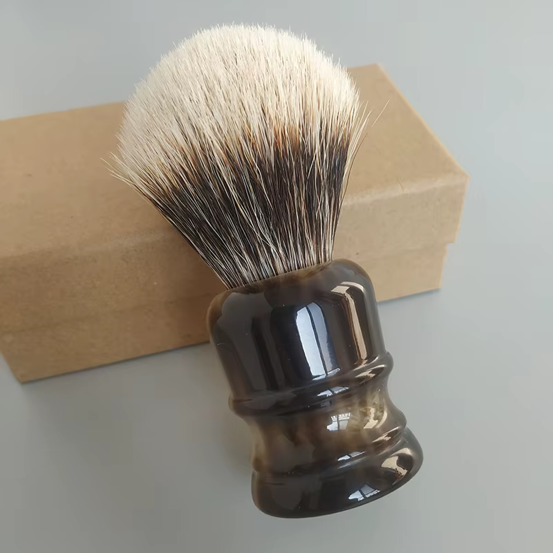 Dscosmetic Brosse à raser en poils de blaireau manchourien à deux bandes de 22 mm avec manche en rés