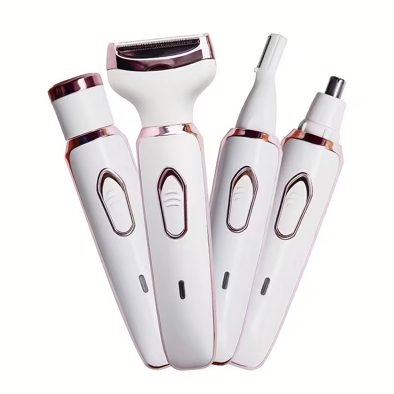 Ensemble de rasoir électrique rechargeable 4-en-1 pour femme - Tondeuse portable 500 mAh pour usage 
