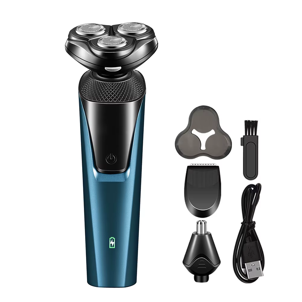 Raseur électrique pour hommes, têtes flottantes 4D, machine à raser, rasoir à barbe rechargeable 3 e