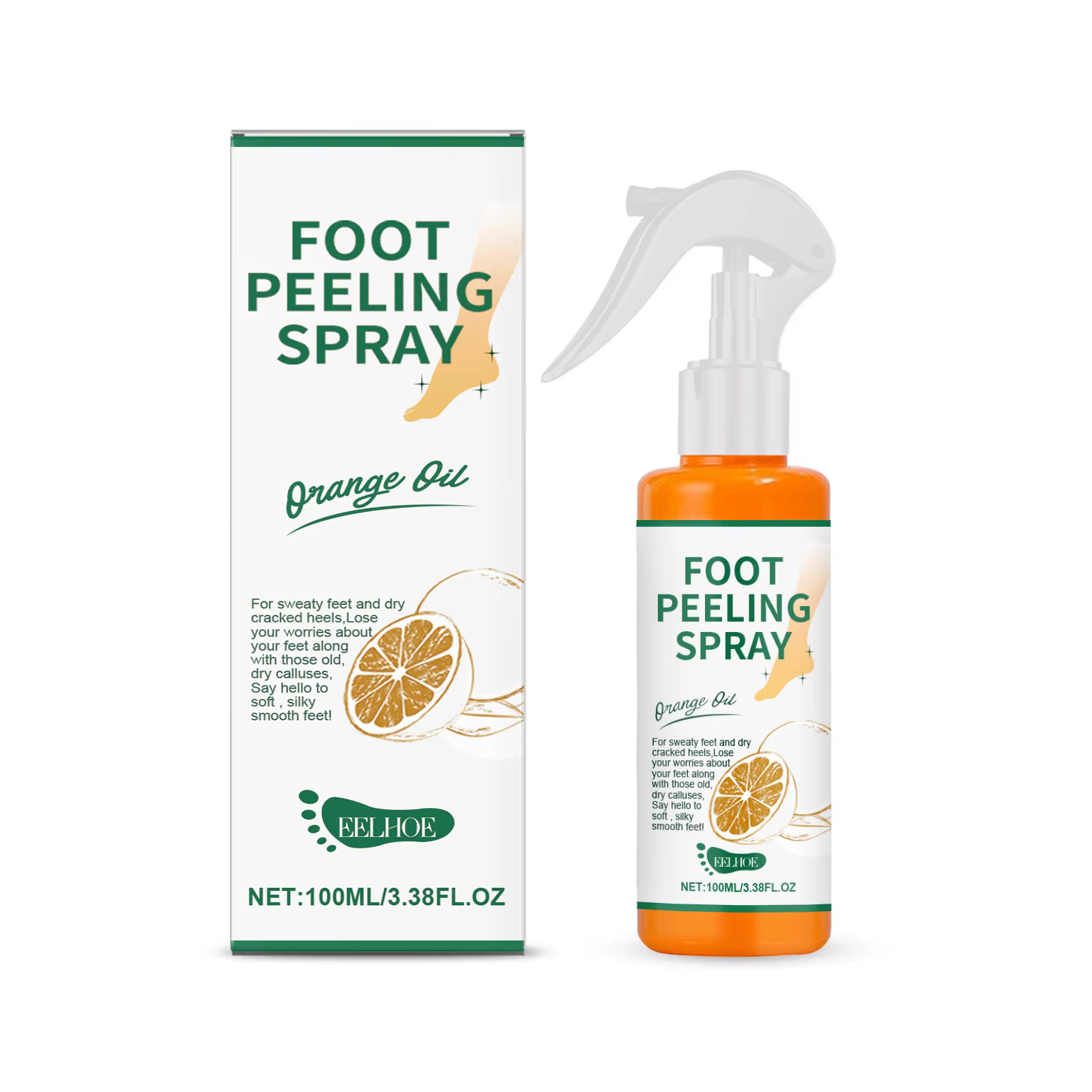 Spray pour les pieds 100 ml, élimine les peaux mortes, exfoliant, adoucissant, soigne en douceur la