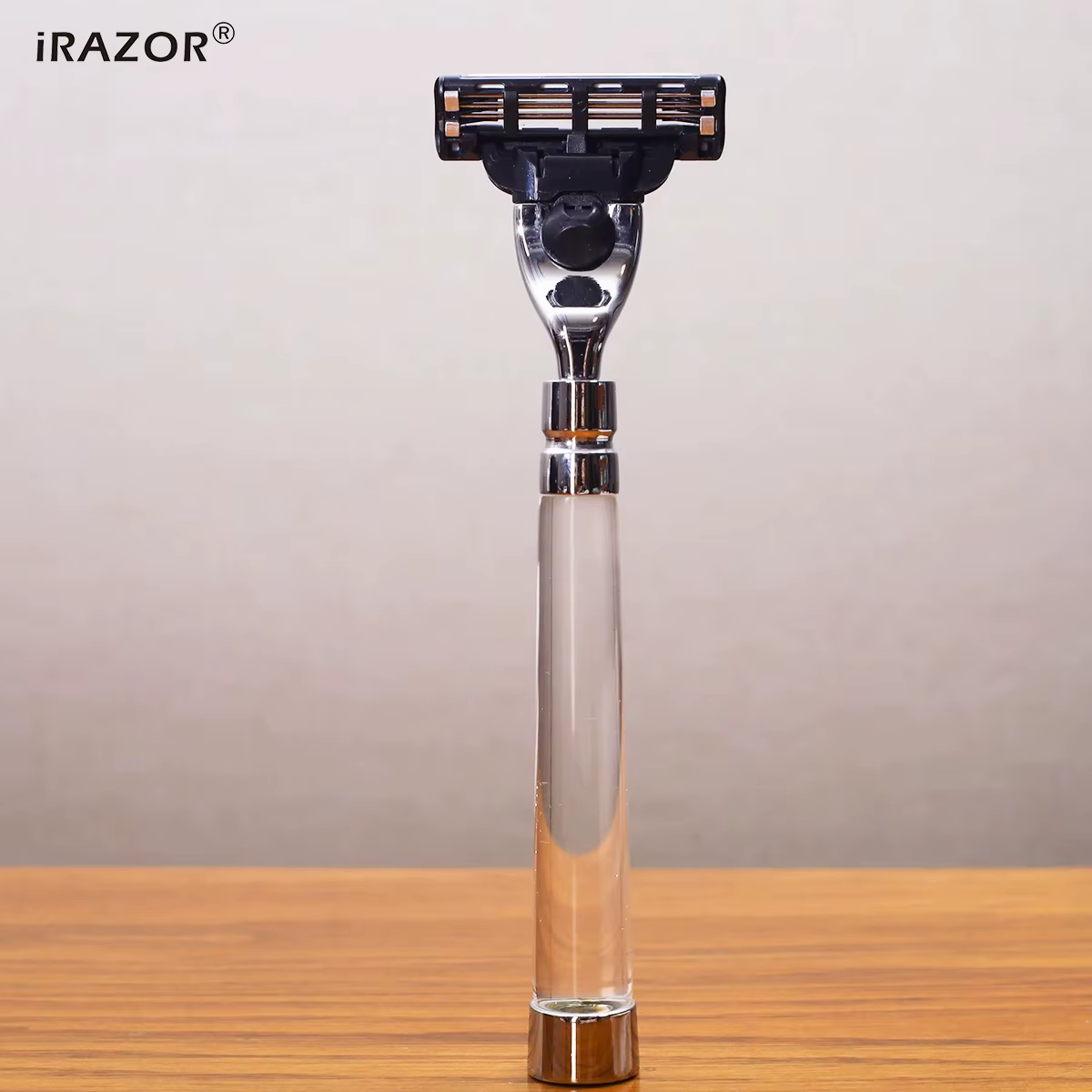 Rasoir de sécurité IRAZOR pour hommes, rasoir manuel à cartouche, manche en acrylique transparent de