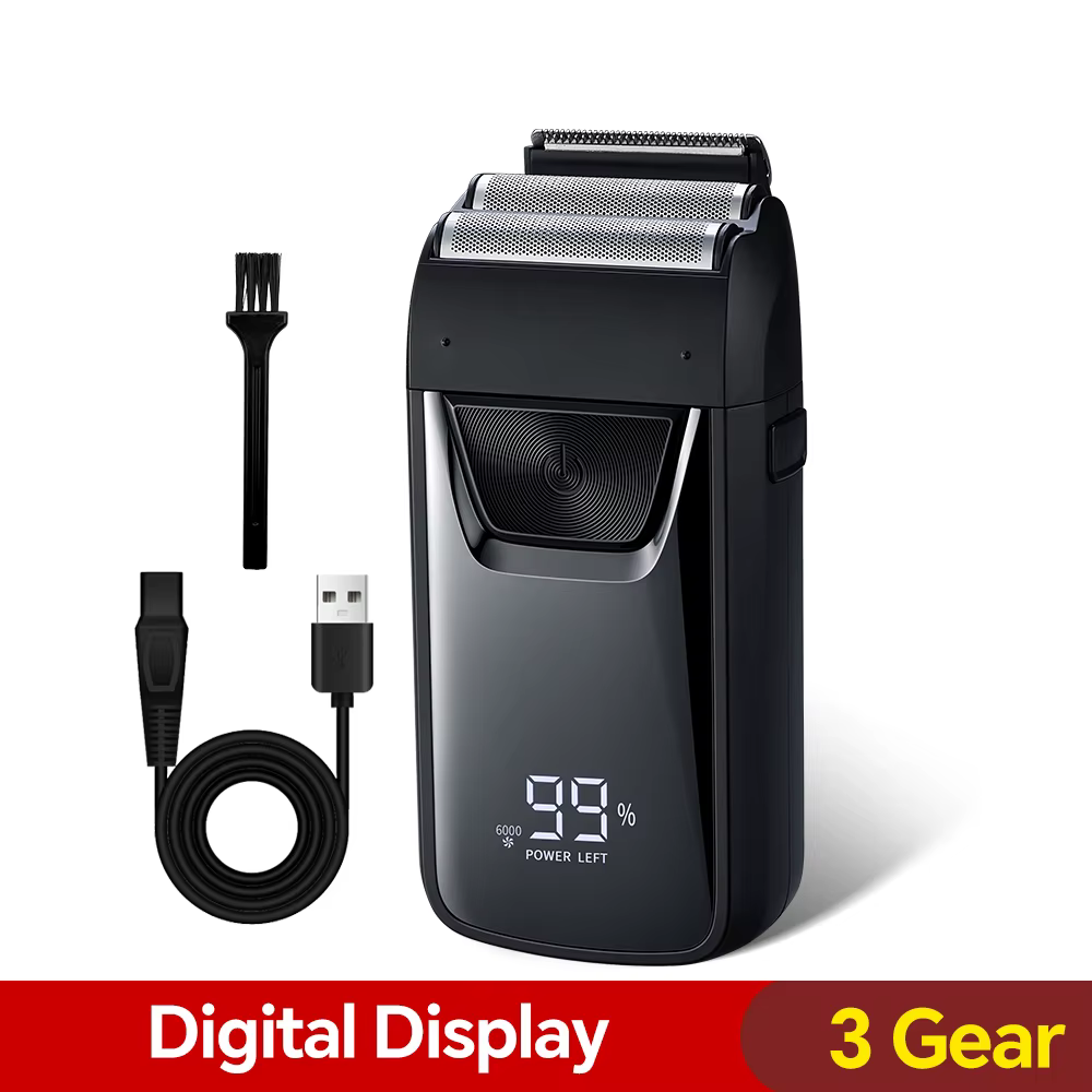 Rasoir portable numérique électrique LED USB pour hommes avec lame arrière intégrée pour le rasage d