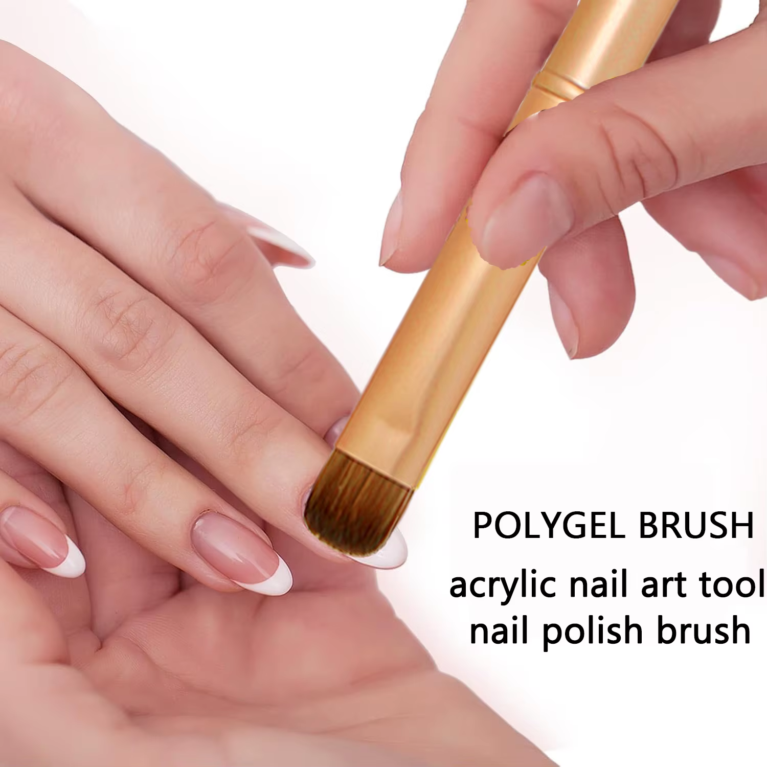 Kolinsky – brosse à ongles française, dessin acrylique, strass, peinture sur Gel, manche en métal do