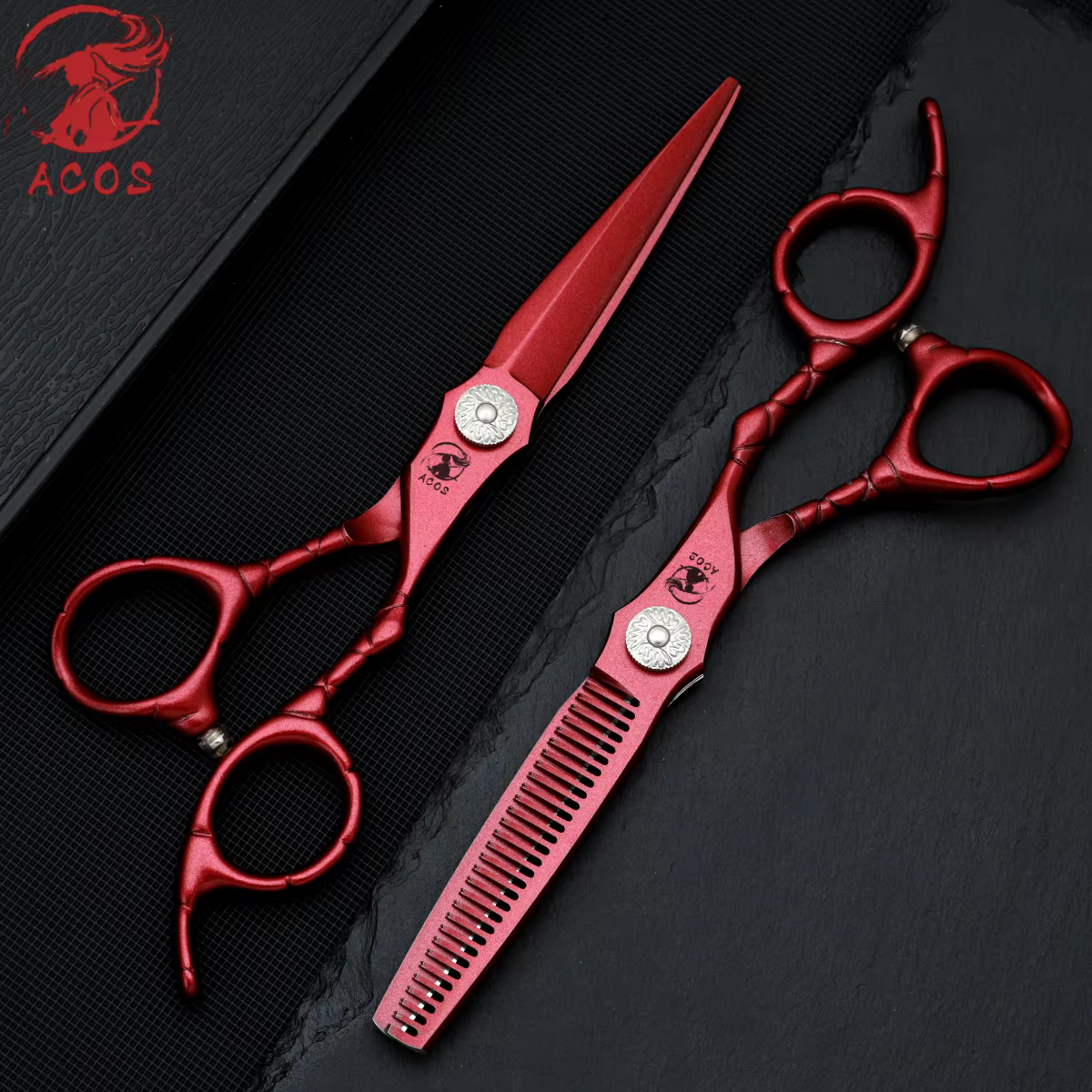 Ensemble de ciseaux de barbier professionnels ACOS, acier 440C, ciseaux à effiler les cheveux de 6 p