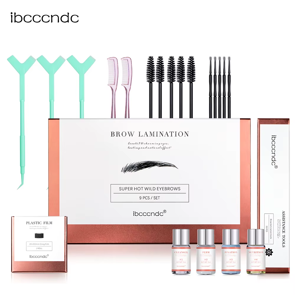 Kit de stratification des sourcils professionnel, avec Film alimentaire, Lotion permanente à la kéra