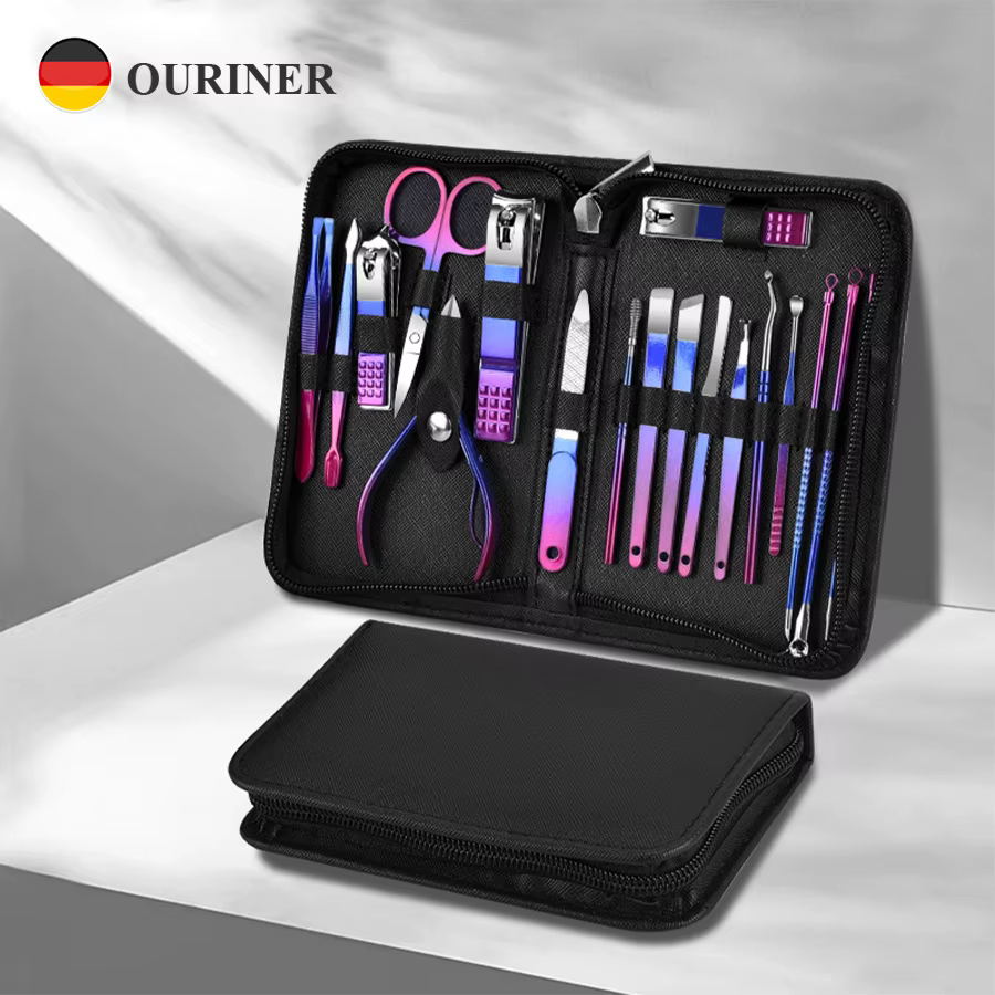 Kit professionnel de manucure et pédicure en acier inoxydable, ensemble de 6 à 18 pièces, soins des
