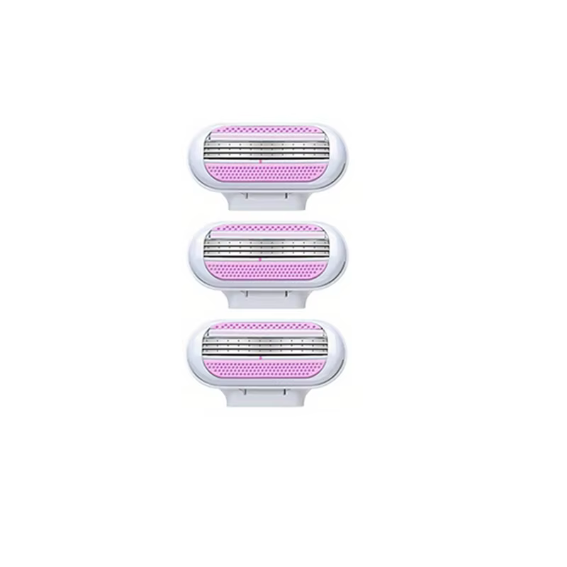 Rasoir pour femmes, 1 manche, 3 cartouches, lame en acier inoxydable, poignée en caoutchouc, rasoir 