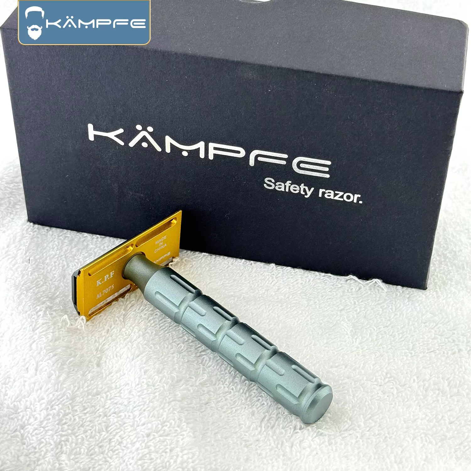 Rasoir à double tranchant KAMPFE, manuel, en aluminium, de style ancien, usiné CNC, avec manche anti