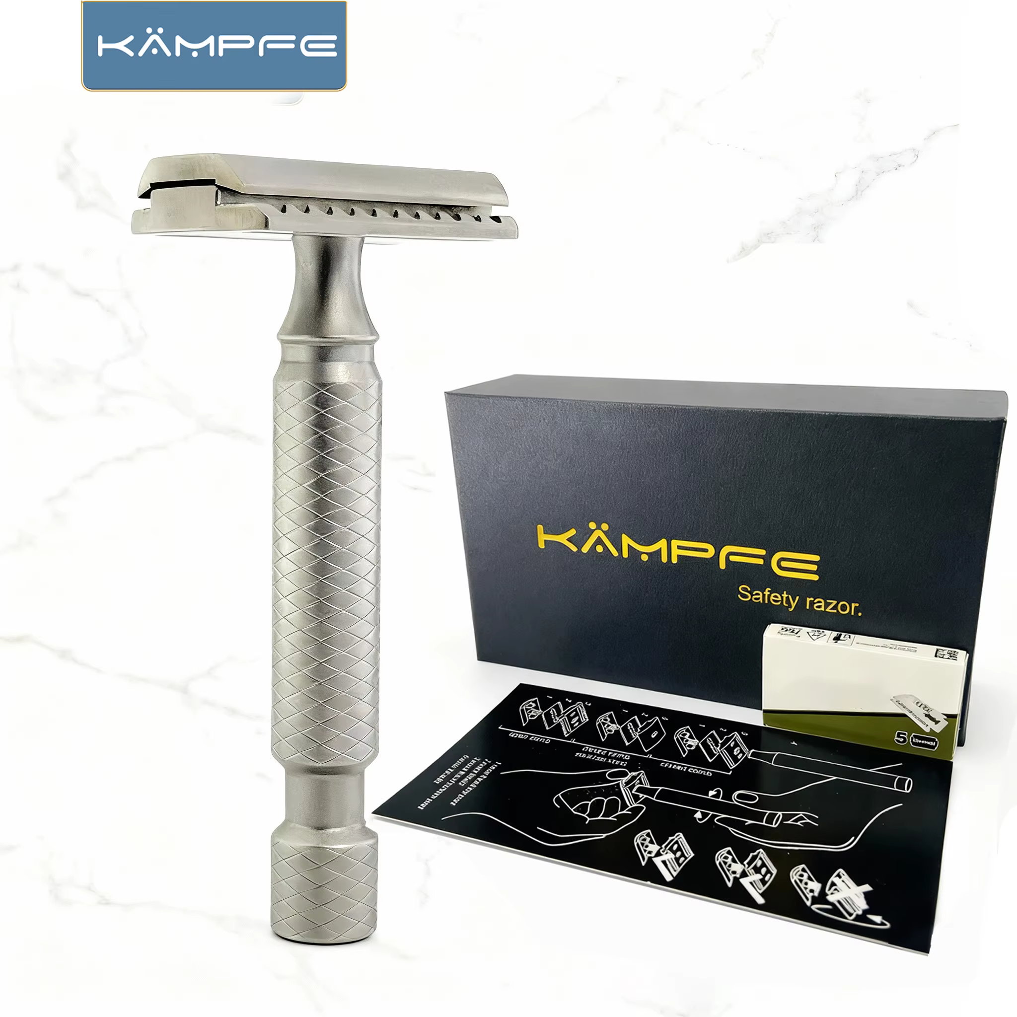 Rasoir de sécurité pour homme en alliage de titane, usinage de précision CNC KAMPFE, cadeau pour pet