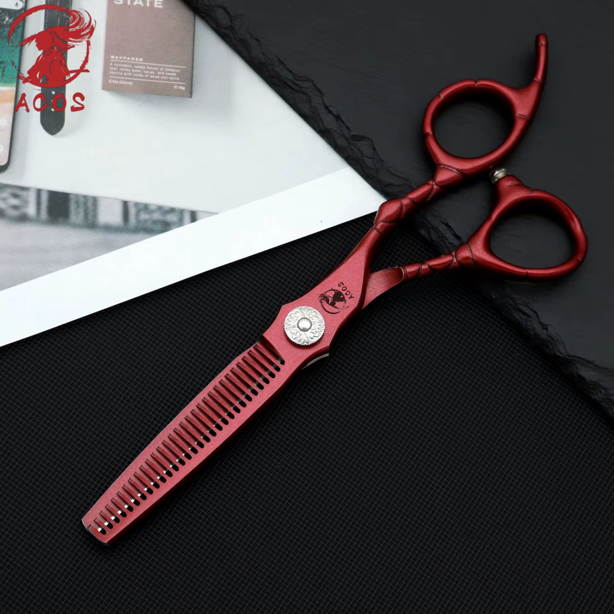 Ensemble de ciseaux de barbier professionnels ACOS, acier 440C, ciseaux à effiler les cheveux de 6 p