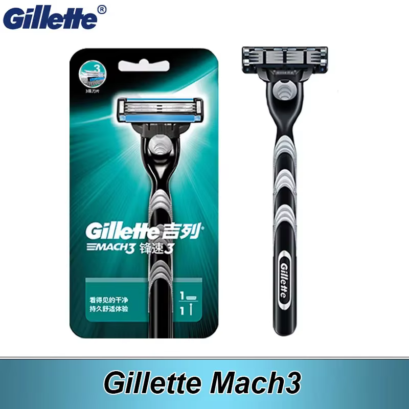 Gillette-Rasoir Mach3 à 3 couches pour hommes, avec poignée non ald, têtes de rasage à changement ra
