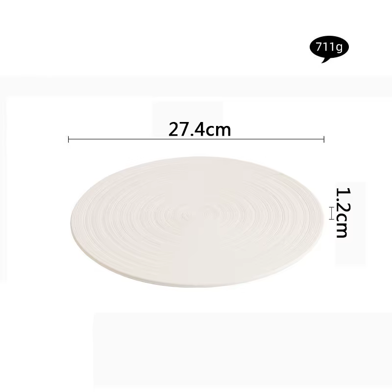Assiette plate en céramique brossée circulaire, assiette à steak, assiette à pâtes, assiette à desse