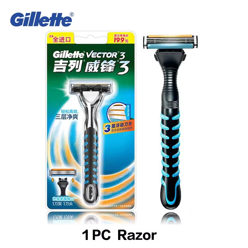 Gillette Vector 3 – lames de rasage pour hommes, sécurisé, barbe, épilation, Ultra-mince, 3 couches,