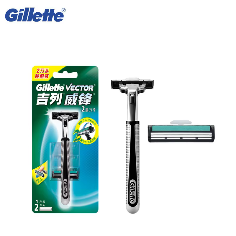 Rasoir Gillette Vector avec têtes de rasoir à 2 lames, plusieurs ensembles au choix