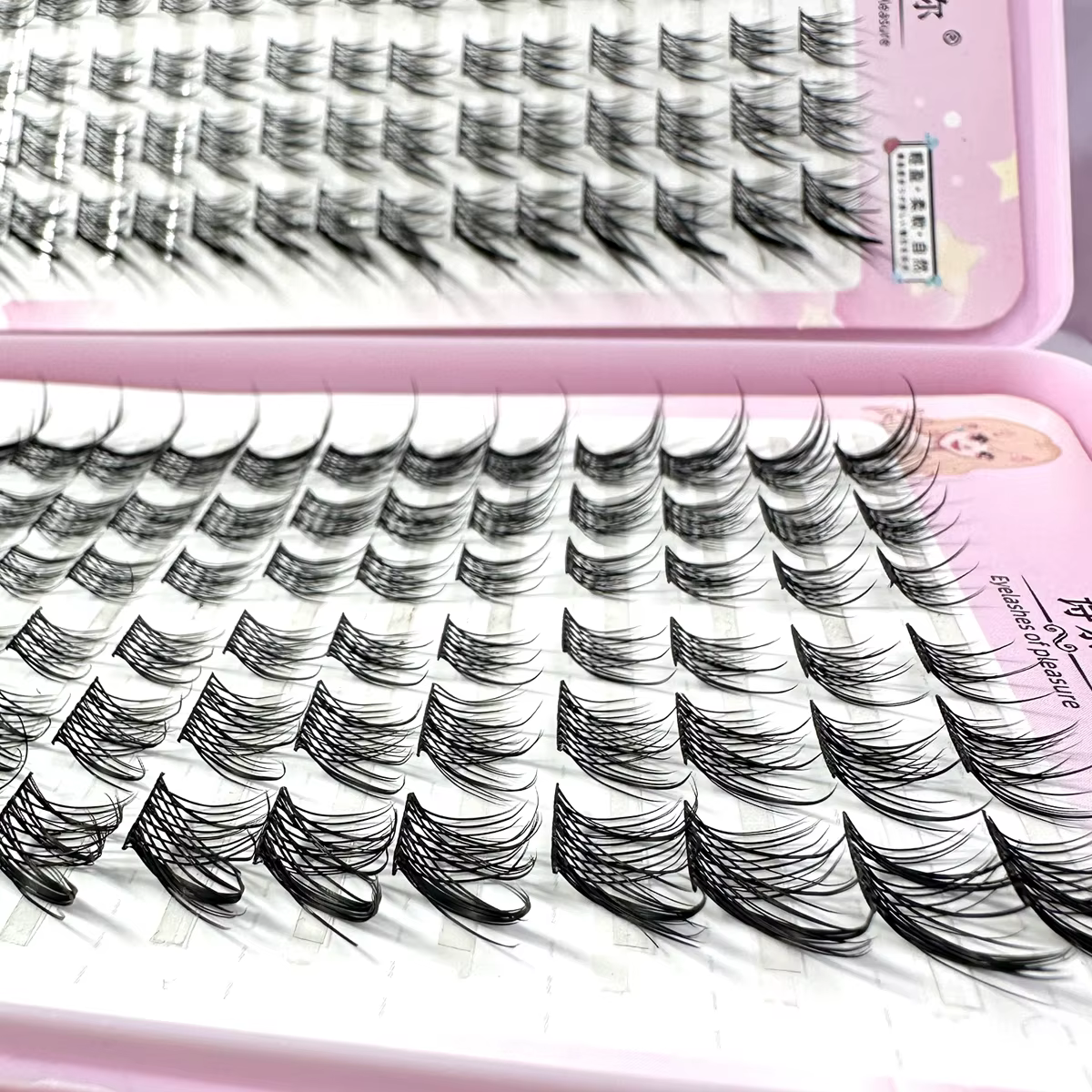 Faux cils manga œil de renard, 32 rangées, grande capacité, optique conique, segmenté, grappe indivi