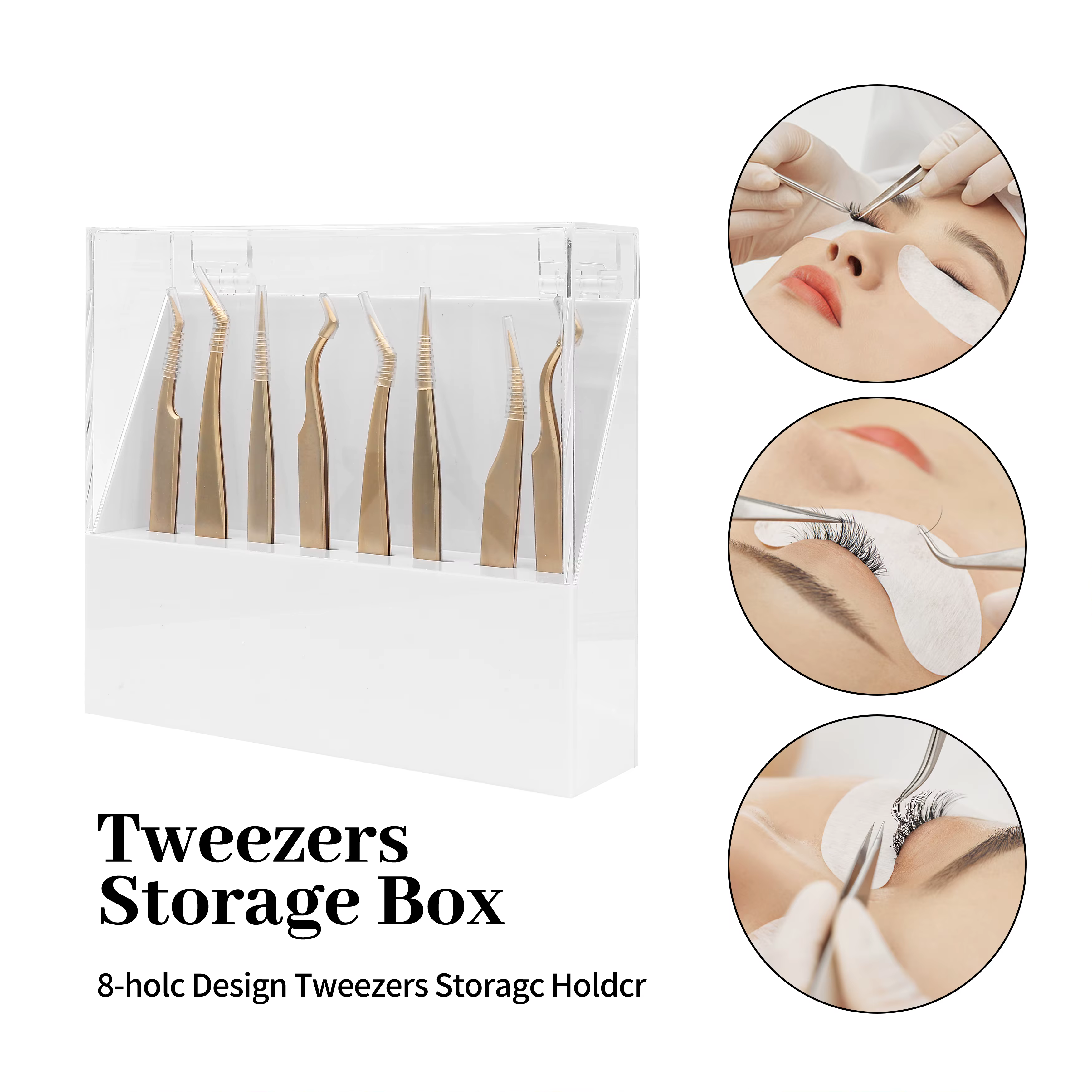 Boîte de rangement pour pincettes, support à 8 trous, outils de maquillage, rangement professionnel