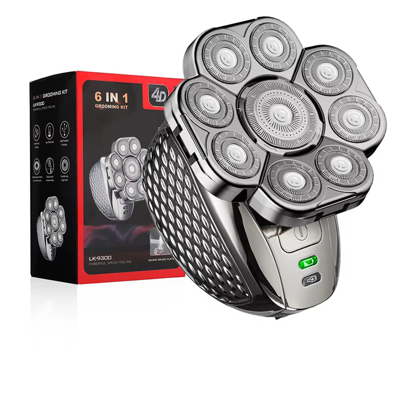 Rasoirs à tête 4D pour hommes chauve, 9 têtes flottantes améliorées 6 en 1, rechargeables, étanches,