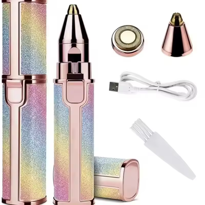 Épilateur facial pour femmes : Tondeuse rechargeable 2-en-1 pour poils du nez et sourcils, rasoir fa