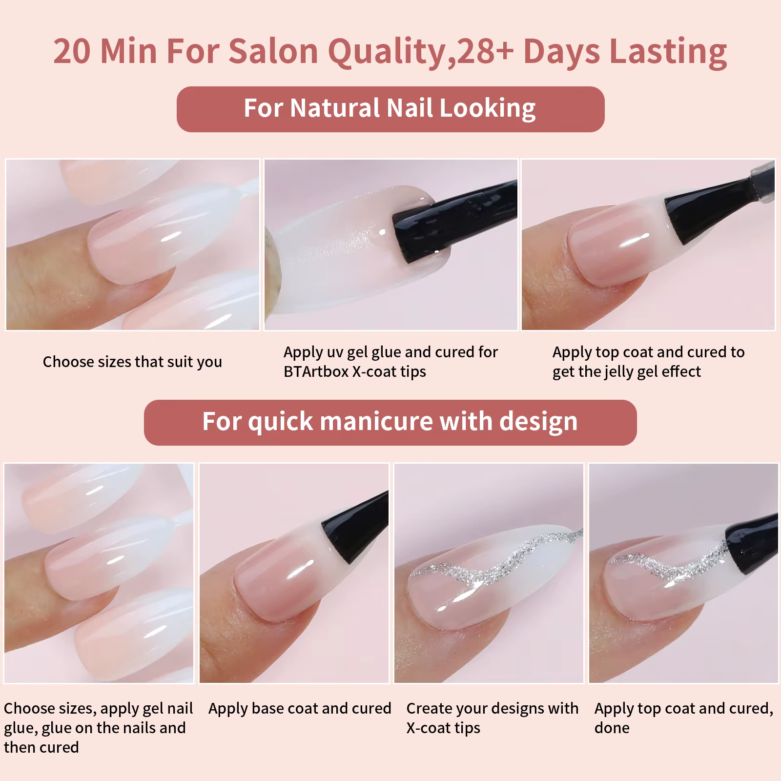 150 pièces dégradé couleur nue amande portable faux ongles conseils presse sur ongles acryliques amo